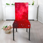 Red Galaxy Space Cloud Print Dining Chair Slipcover