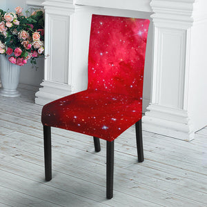 Red Galaxy Space Cloud Print Dining Chair Slipcover