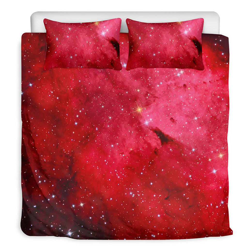 Red Galaxy Space Cloud Print Duvet Cover Bedding Set