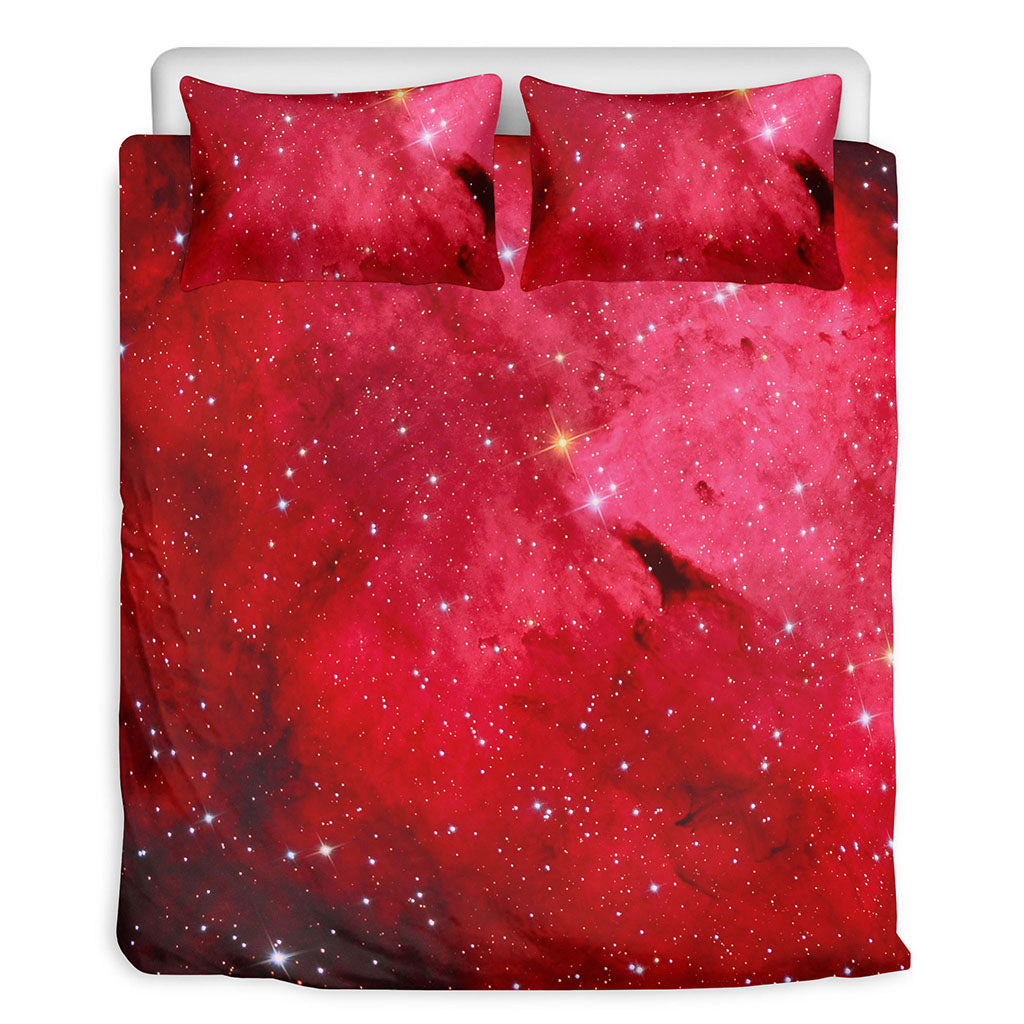 Red Galaxy Space Cloud Print Duvet Cover Bedding Set