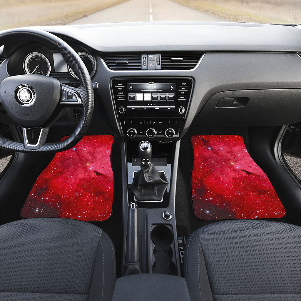 Red Galaxy Space Cloud Print Front and Back Car Floor Mats