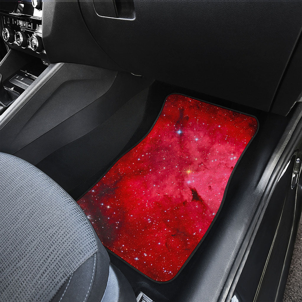 Red Galaxy Space Cloud Print Front and Back Car Floor Mats