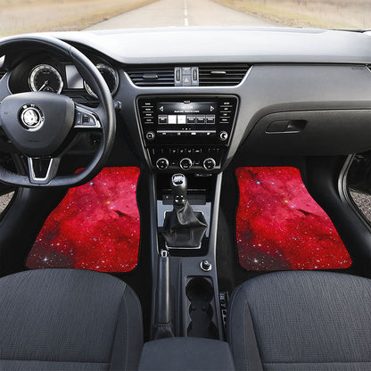Red Galaxy Space Cloud Print Front Car Floor Mats