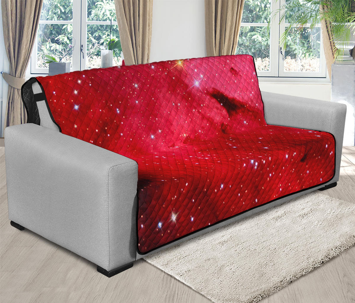 Red Galaxy Space Cloud Print Futon Protector