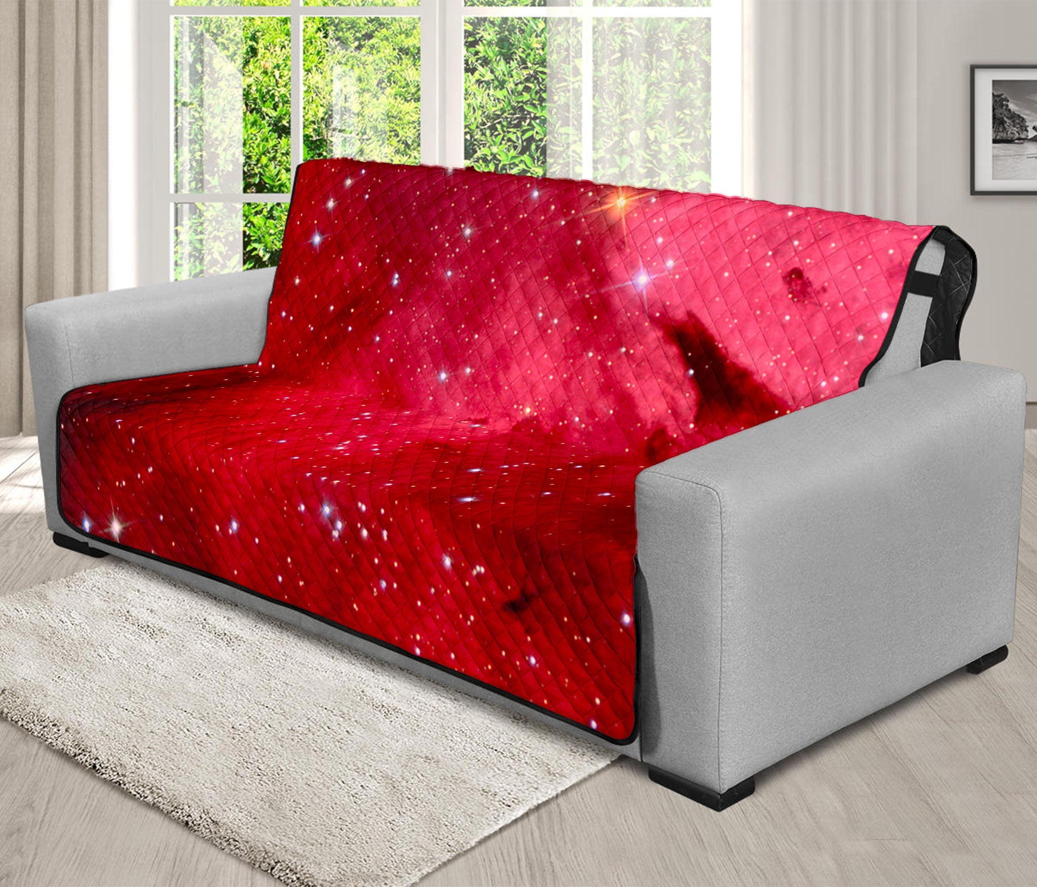 Red Galaxy Space Cloud Print Futon Protector