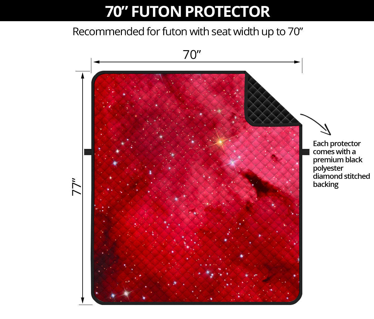 Red Galaxy Space Cloud Print Futon Protector