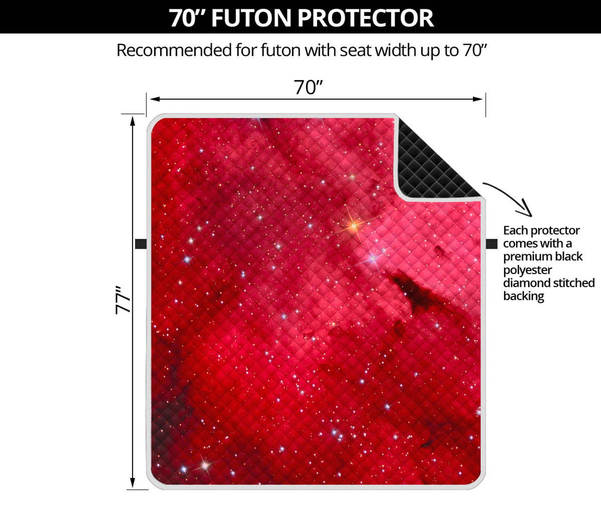 Red Galaxy Space Cloud Print Futon Protector