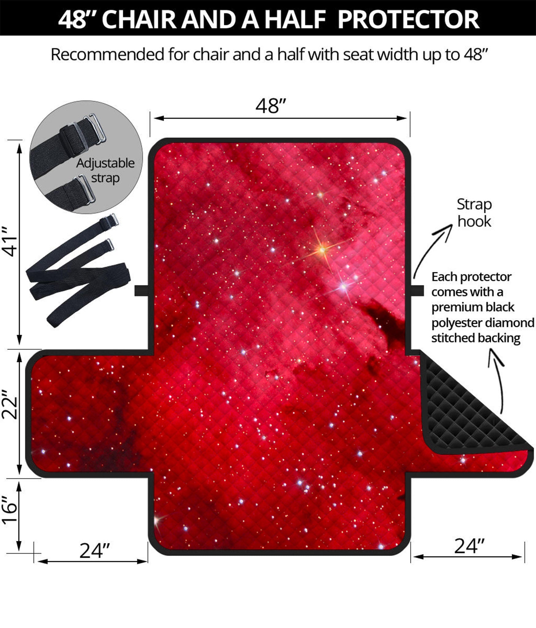 Red Galaxy Space Cloud Print Half Sofa Protector