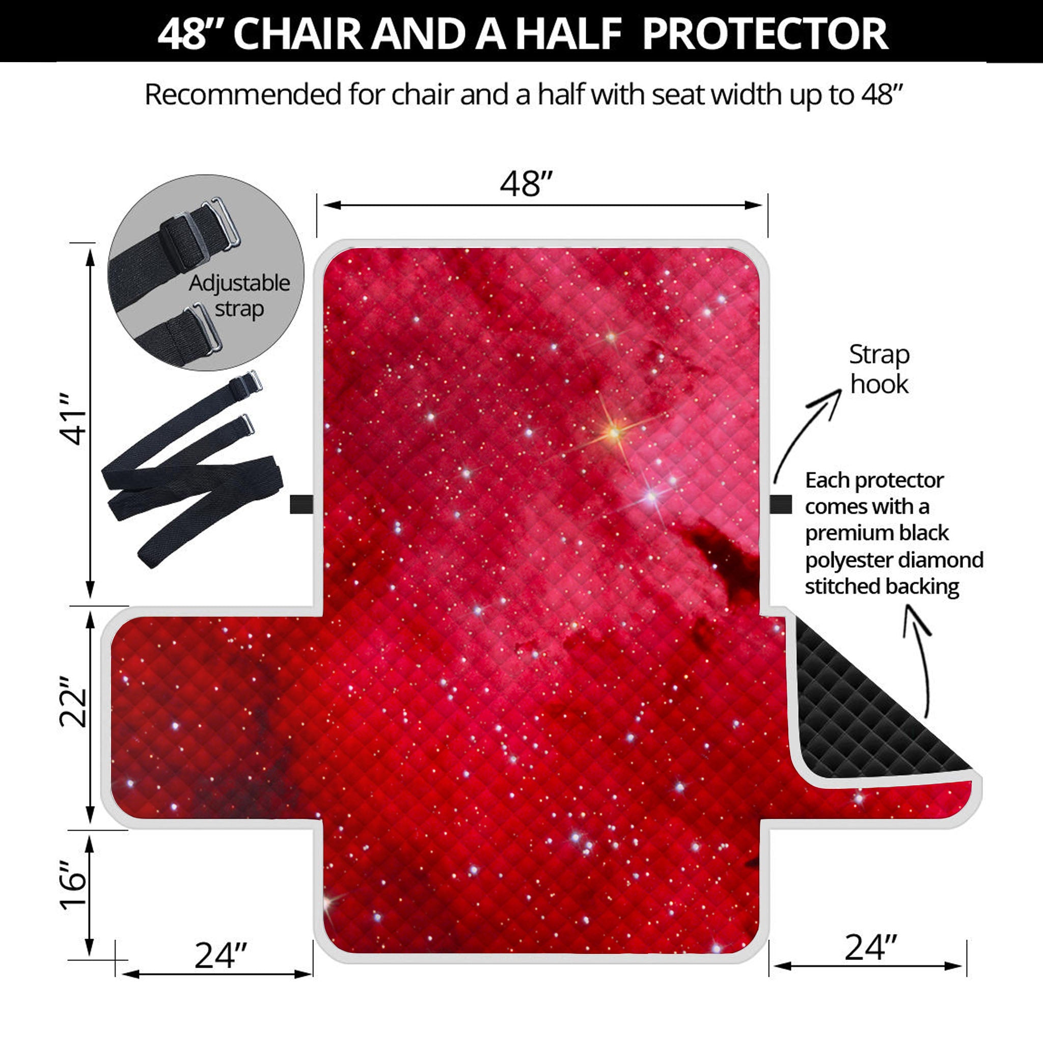 Red Galaxy Space Cloud Print Half Sofa Protector