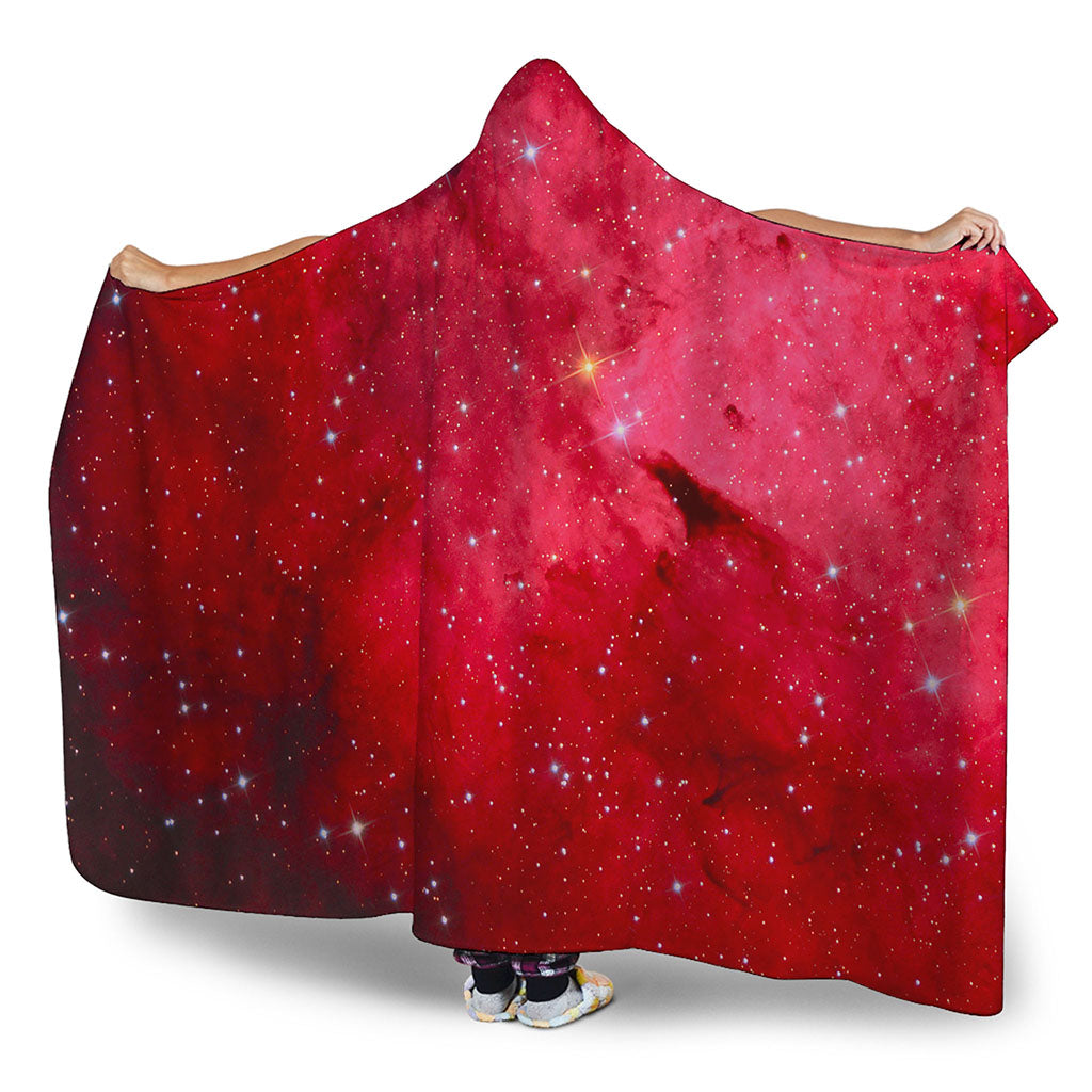 Red Galaxy Space Cloud Print Hooded Blanket