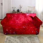 Red Galaxy Space Cloud Print Loveseat Slipcover