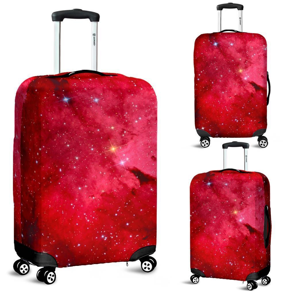 Red Galaxy Space Cloud Print Luggage Cover GearFrost