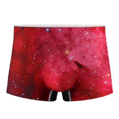 Red Galaxy Space Cloud Print Men's Boxer Briefs