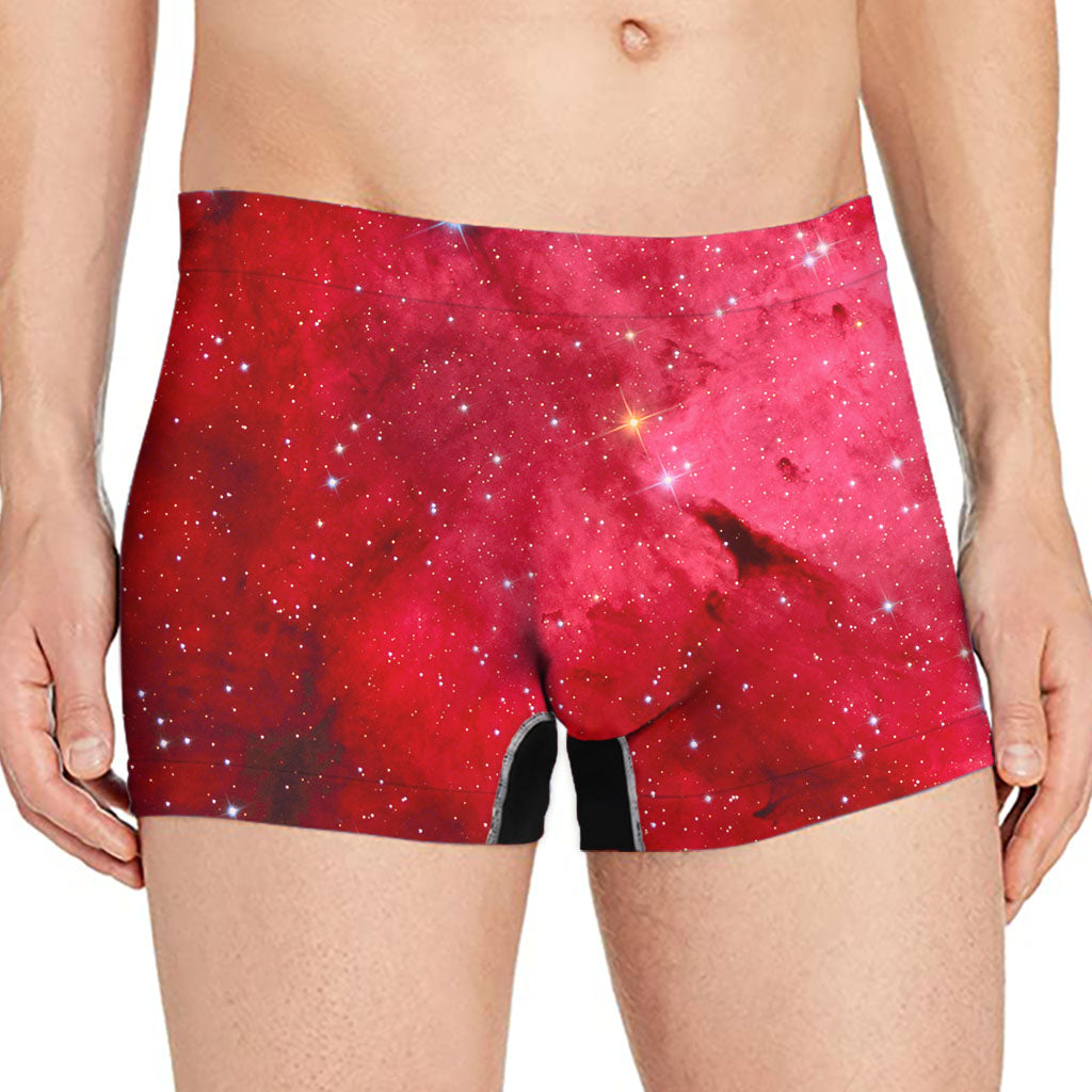 Red Galaxy Space Cloud Print Men's Boxer Briefs