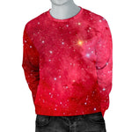 Red Galaxy Space Cloud Print Men's Crewneck Sweatshirt GearFrost