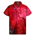 Red Galaxy Space Cloud Print Men's Short Sleeve Shirt