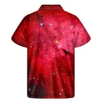 Red Galaxy Space Cloud Print Men's Short Sleeve Shirt