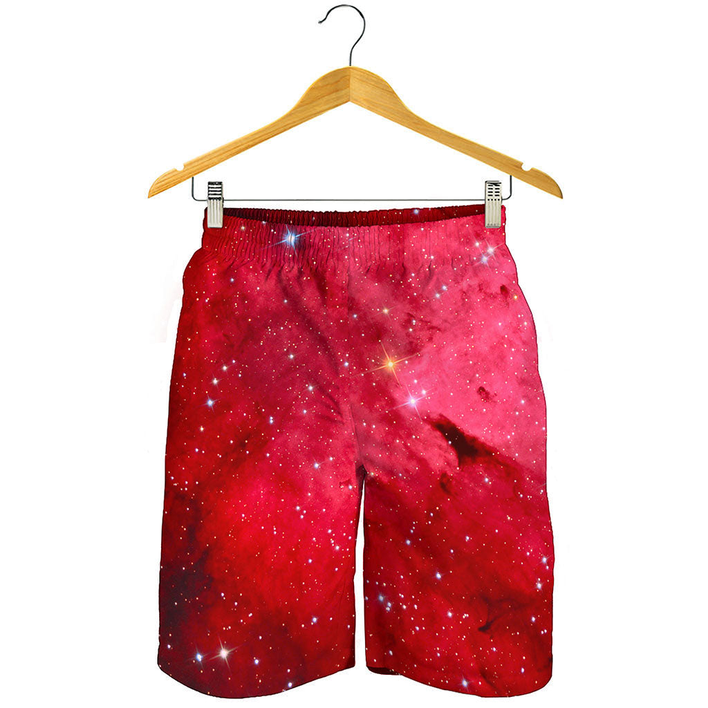 Red Galaxy Space Cloud Print Men's Shorts