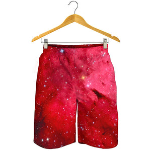 Red Galaxy Space Cloud Print Men's Shorts