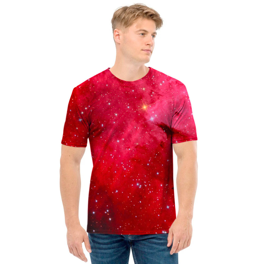 Red Galaxy Space Cloud Print Men's T-Shirt