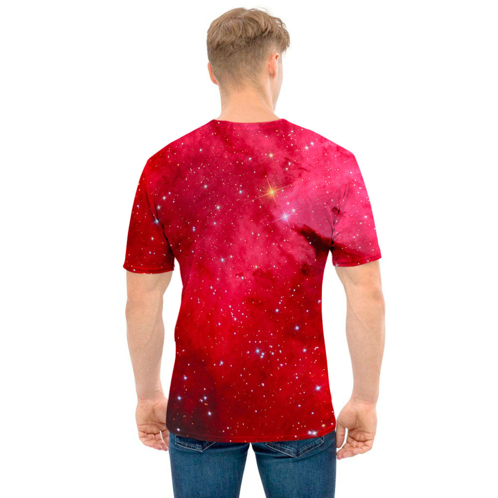 Red Galaxy Space Cloud Print Men's T-Shirt