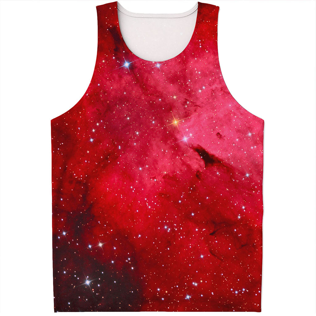 Red Galaxy Space Cloud Print Men's Tank Top