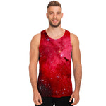 Red Galaxy Space Cloud Print Men's Tank Top