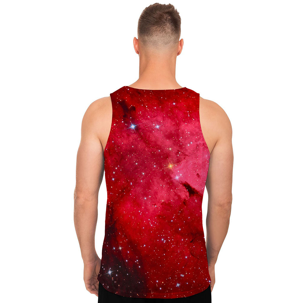 Red Galaxy Space Cloud Print Men's Tank Top