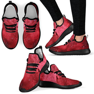 Red Galaxy Space Cloud Print Mesh Knit Shoes GearFrost