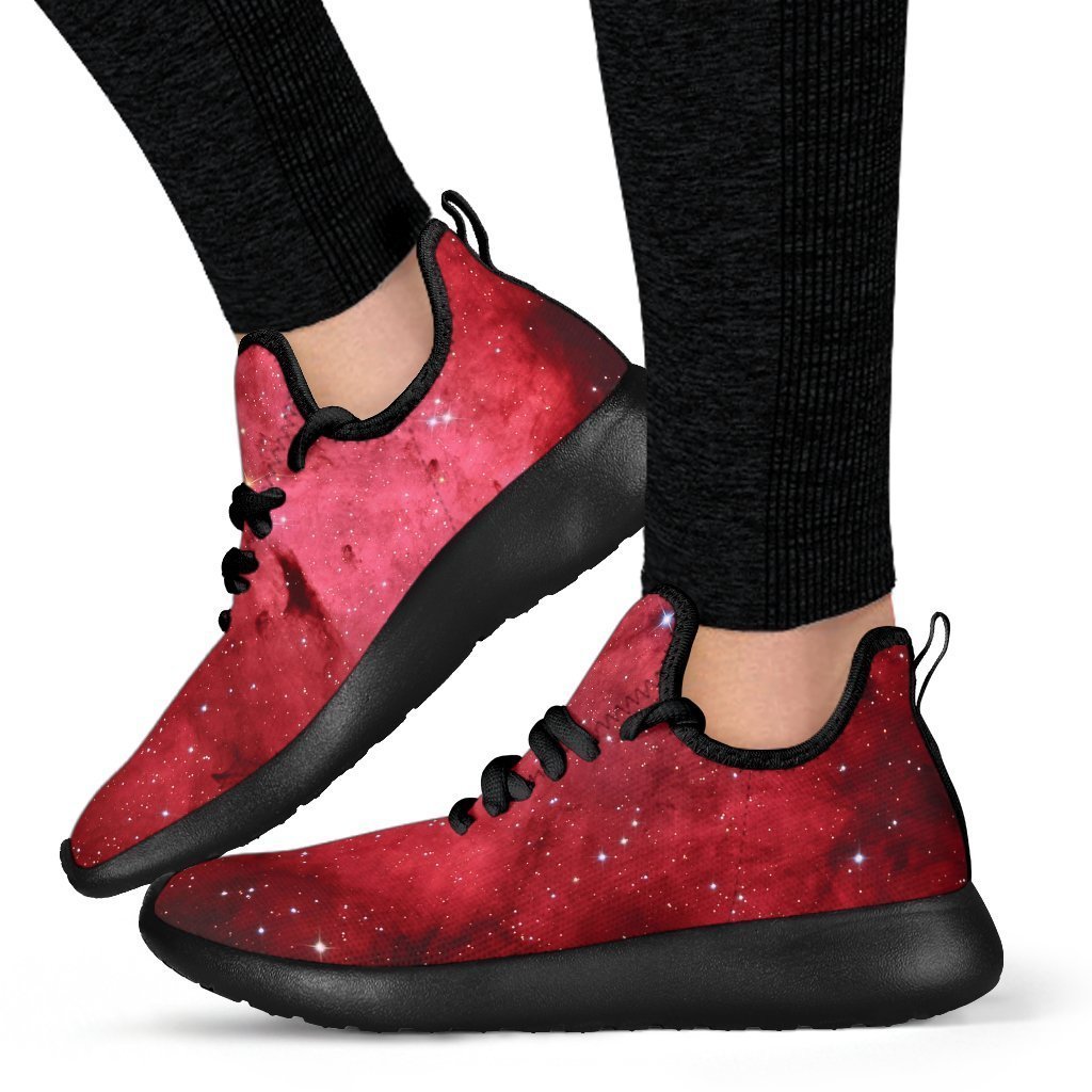 Red Galaxy Space Cloud Print Mesh Knit Shoes GearFrost