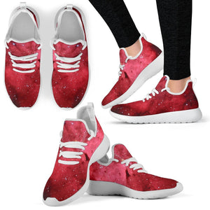 Red Galaxy Space Cloud Print Mesh Knit Shoes GearFrost