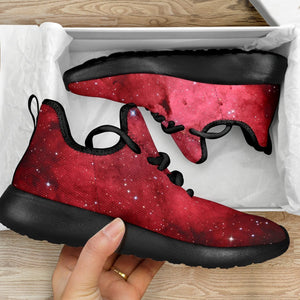 Red Galaxy Space Cloud Print Mesh Knit Shoes GearFrost