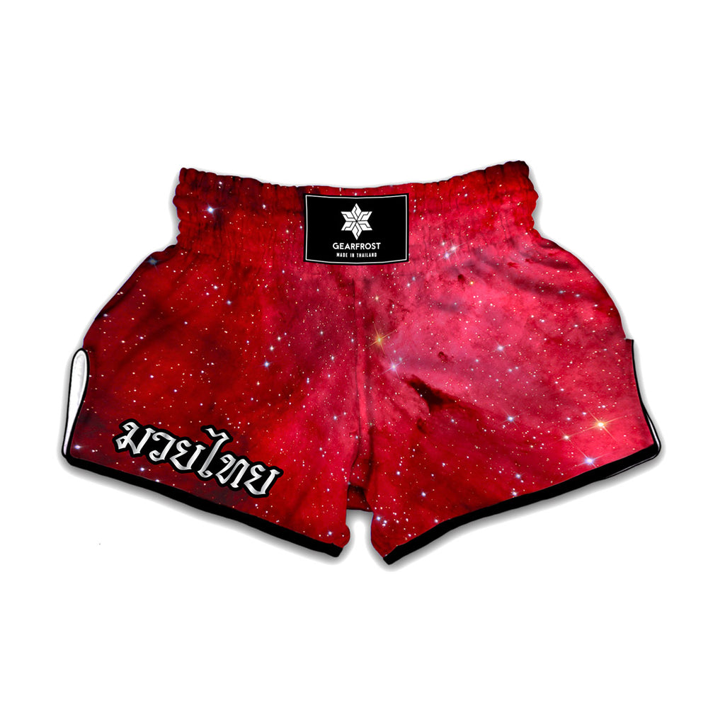 Red Galaxy Space Cloud Print Muay Thai Boxing Shorts