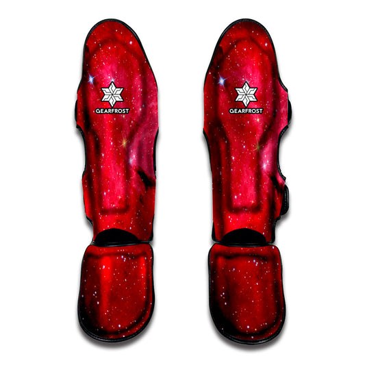 Red Galaxy Space Cloud Print Muay Thai Shin Guard