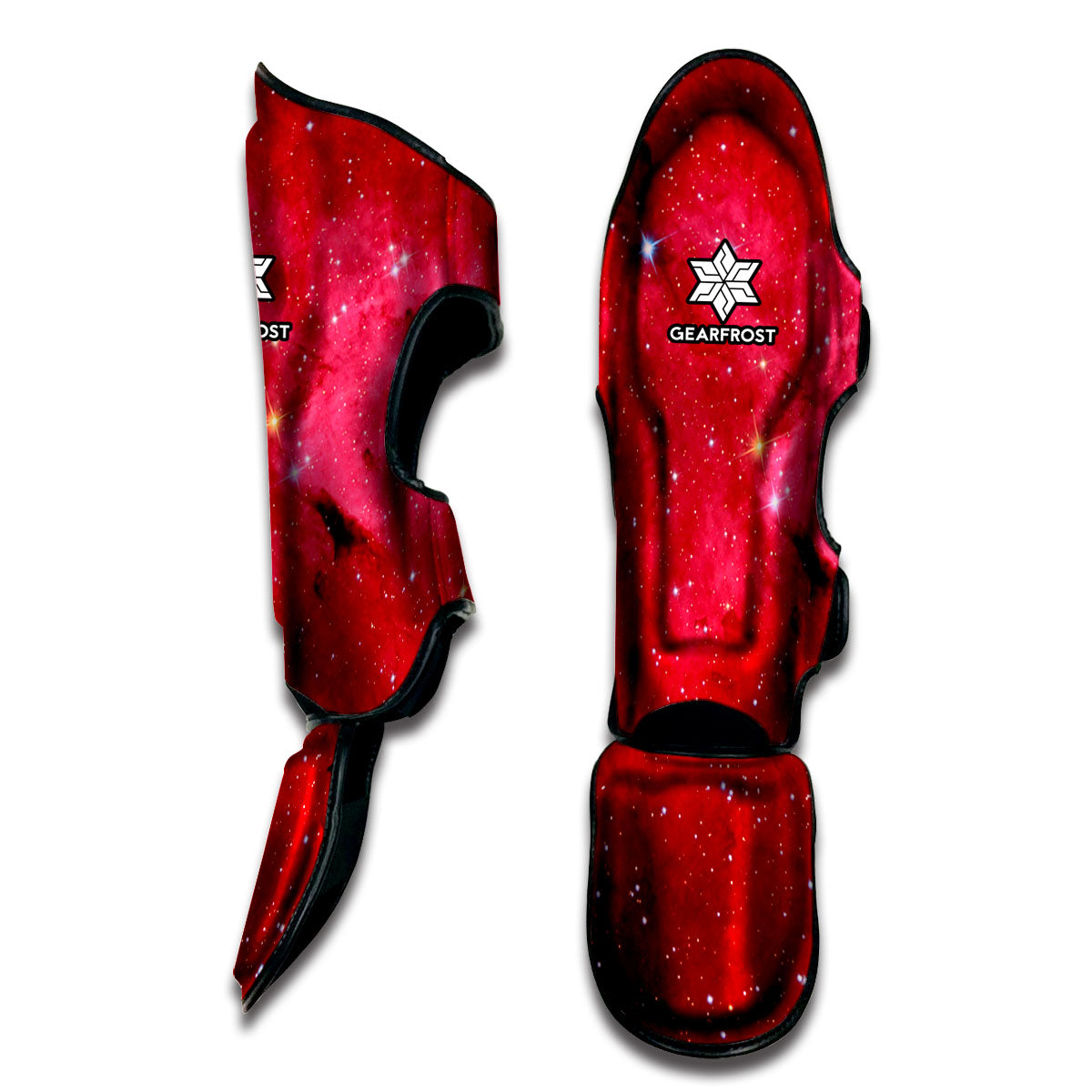 Red Galaxy Space Cloud Print Muay Thai Shin Guard