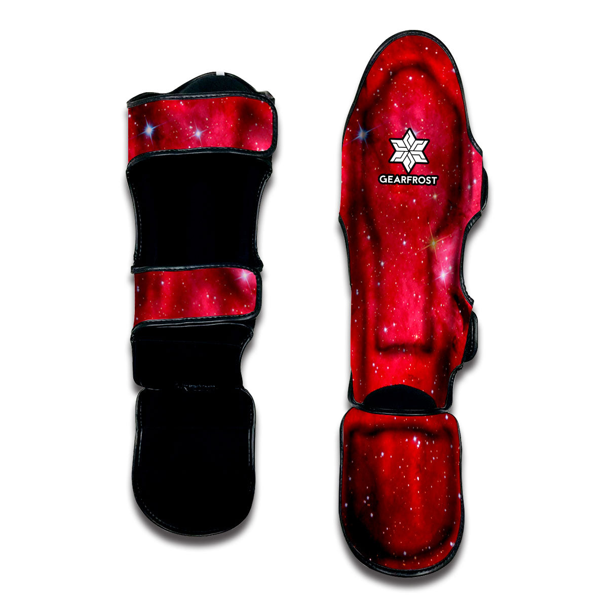 Red Galaxy Space Cloud Print Muay Thai Shin Guard