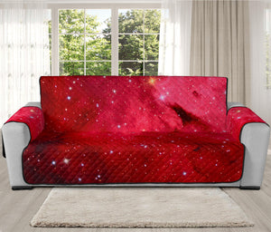 Red Galaxy Space Cloud Print Oversized Sofa Protector