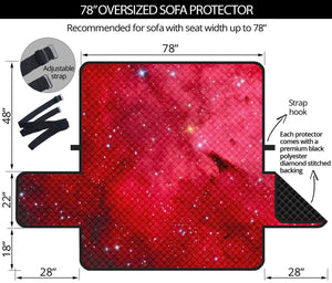 Red Galaxy Space Cloud Print Oversized Sofa Protector