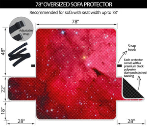 Red Galaxy Space Cloud Print Oversized Sofa Protector