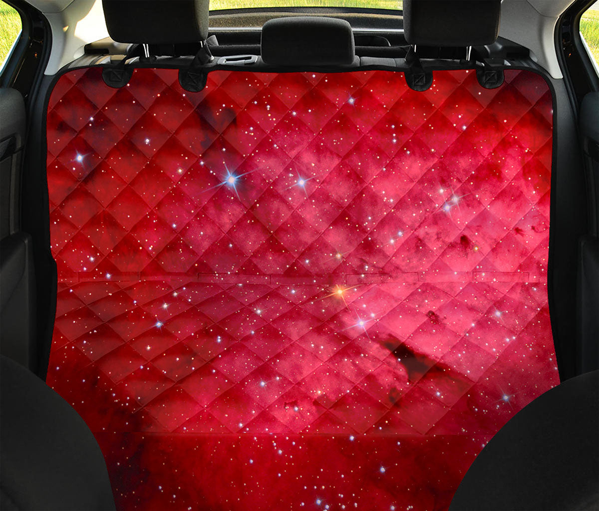 Red Galaxy Space Cloud Print Pet Car Back Seat Cover