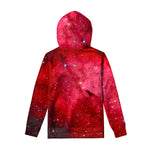 Red Galaxy Space Cloud Print Pullover Hoodie