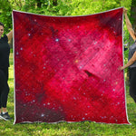 Red Galaxy Space Cloud Print Quilt