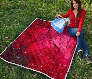 Red Galaxy Space Cloud Print Quilt