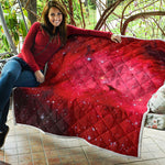 Red Galaxy Space Cloud Print Quilt