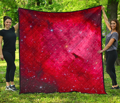 Red Galaxy Space Cloud Print Quilt
