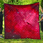 Red Galaxy Space Cloud Print Quilt