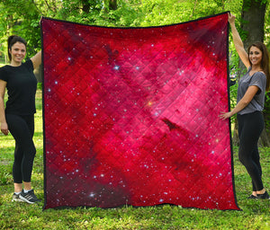 Red Galaxy Space Cloud Print Quilt