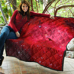 Red Galaxy Space Cloud Print Quilt