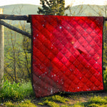 Red Galaxy Space Cloud Print Quilt