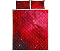 Red Galaxy Space Cloud Print Quilt Bed Set